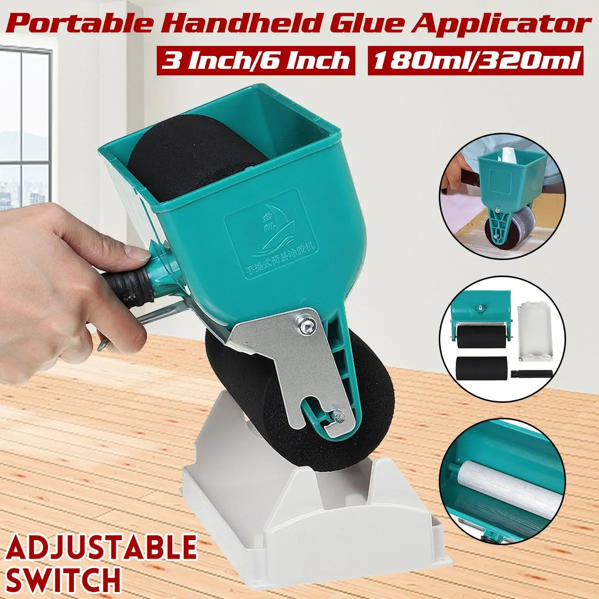 Adjustable Switch Glue Applicator Paint Bucket Portable Handheld Roller Manual Gluer for Woodworking Paiting Tools 180/320mL afbeelding