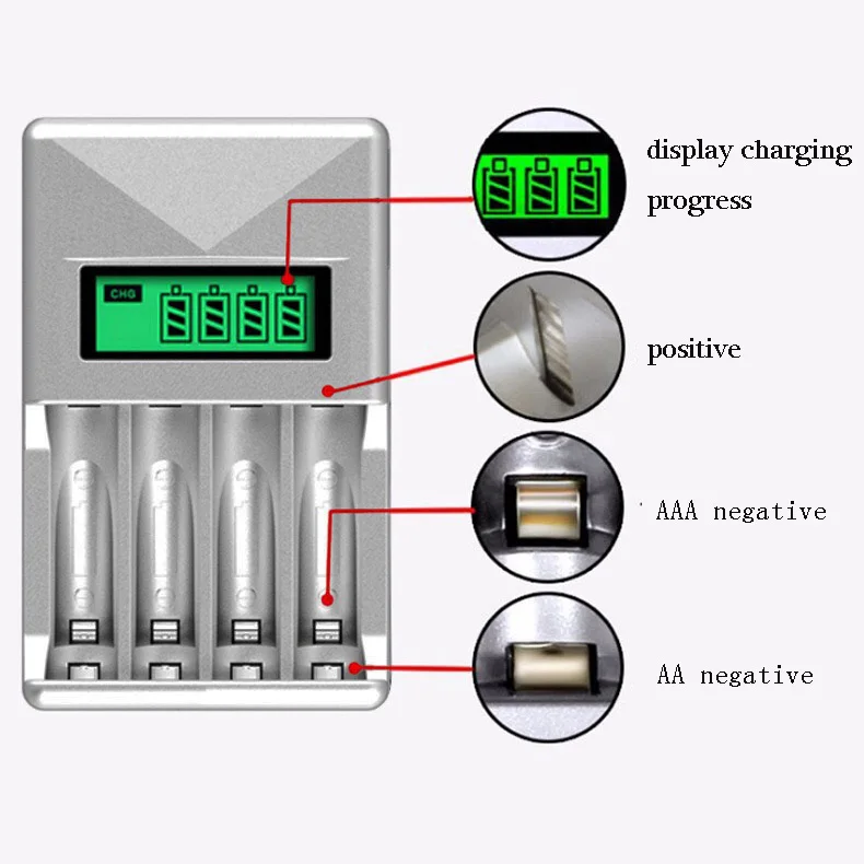 LCD Display Smart battery charger for AA AAA Rechargeable Batteries Ni-CD Ni-MH+4pcs AA Batteries+4pcs AAA Batteries dropshiping