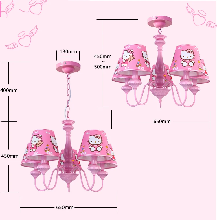 Новая розовая люстра принцессы для девочек, люстра для спальни, комнаты книг, Детская люстра hello kitty