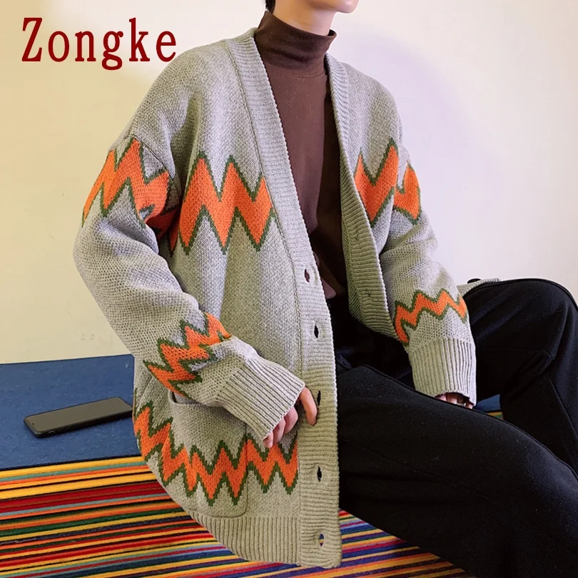 

Zongke 2020 New Spring Casual Sweater Men Coat Knitted Thick Cardigan Men Fashion Sweater For Mens Cardigan Slim Fit Warm M-2XL