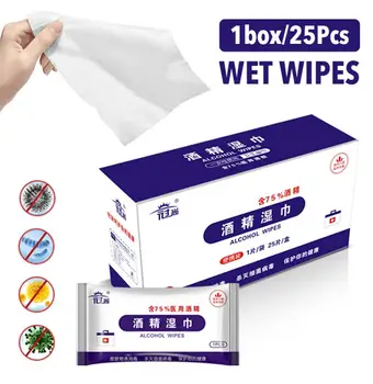 

25Pcs Alcohol Wet Wipe Disposable Wet Wipes Tissues Remove Harmful Substances Wet Wipes Skin Cleaning Care Clean Wipe