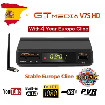 

1080P DVB-S2 Gtmedia V7S HD Receptor Satellite Receiver with USB WIFI Free Europe cline for 4 years Spain Portugal HD TV Decoder