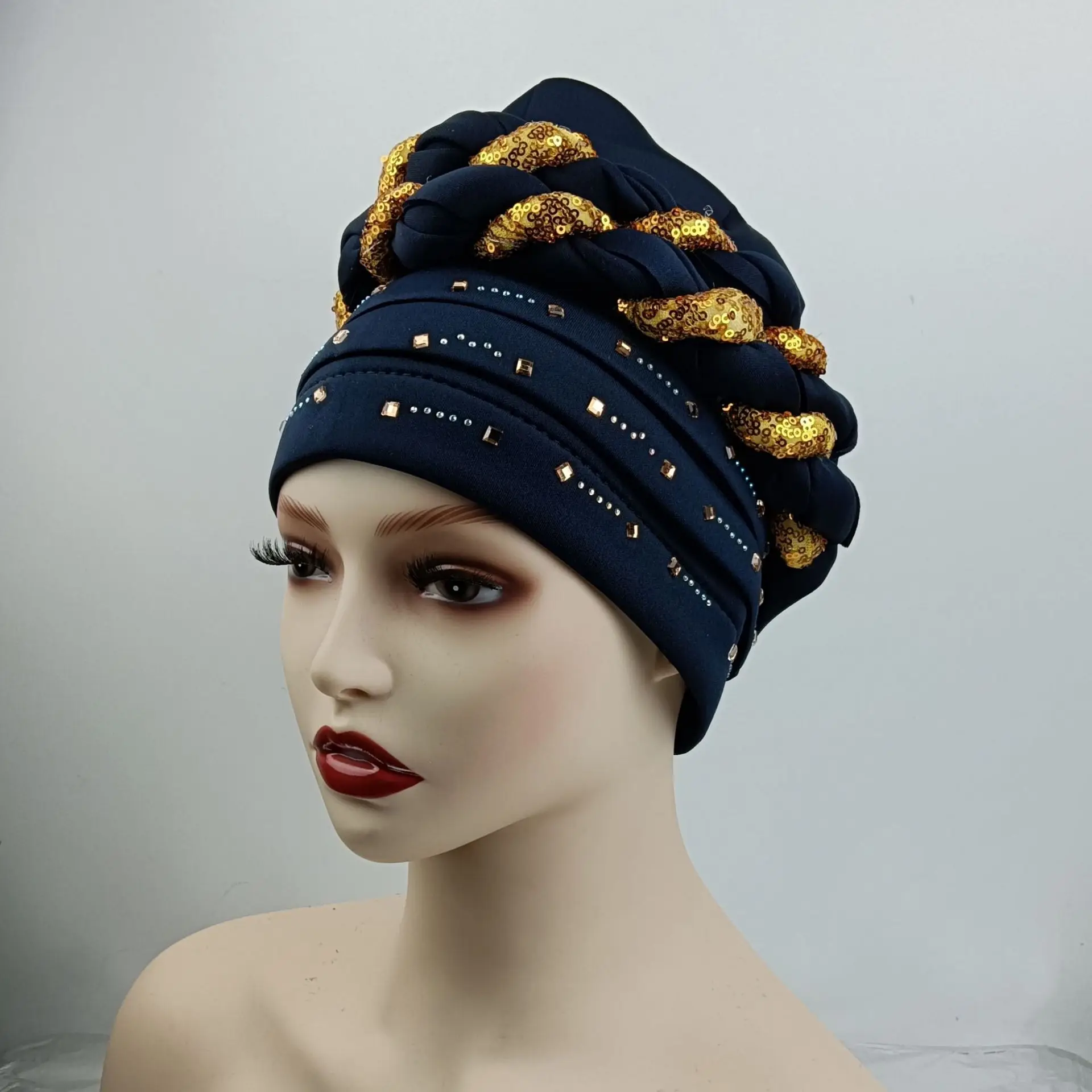 2022 New African Hat Headwrap Hats for Women Pre-Tied Africain Designer Bonnets Turban Knot Beanie Africaine Turbante Africano african couple outfits Africa Clothing