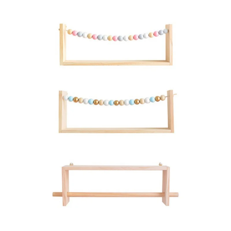 High Quality Novelty Free Punch Wall Storage Rack Colorful Beads Decor Wall Mounted Shelf Home Decoration