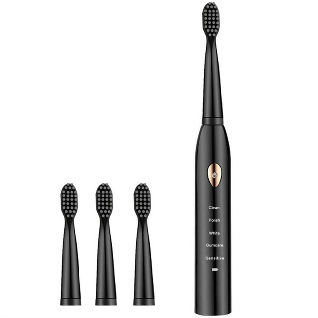 Sonic Electric Toothbrush for Adults Kid Smart Timer Whitening IPX7 Waterproof USB Charging with 3 Replaceable Brush Heads