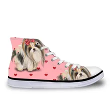 Doginthehole Йоркширский терьер с высоким берцем; парусиновая женская обувь; удобная обувь на плоской подошве с милым рисунком; Chaussure Femme