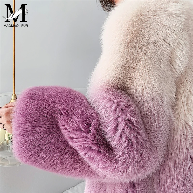 Women Warm Real Fox Fur Coat Winter Genuine Fur Jacket Fashion Outerwear Luxury Natural Fox Fur Coat Women