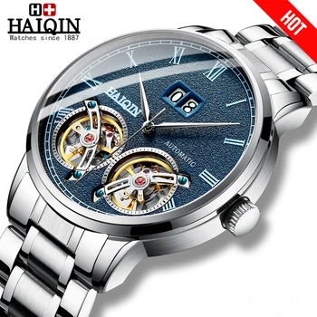 

HAIQIN 2019 Fashion Mens Watches top brand luxury automatic watch men Tourbillon Business Mechanical wirstwatch reloj hombre box