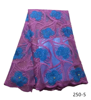 

French Nigerian Lace Fabrics High Quality Tulle African Laces Fabric Embroidered Mesh Fabric With stones For Party Dress 250