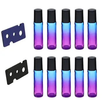 

10pcs 10ML Glass Roller Balls Gradient Roller Bottles with 2pcs Opener Pry Tool for Essential Oils Perfume Bottle