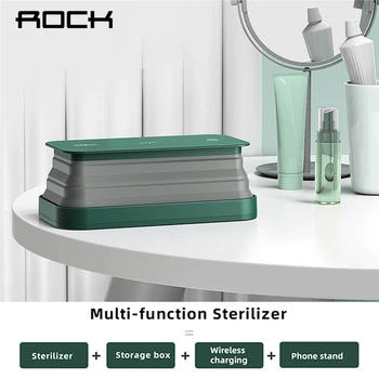

ROCK 5V UV Portable Phone Sterilizer Box With Wireless Charging Personal Cleaner Disinfection Cabinet For Phones Jewelry Masks