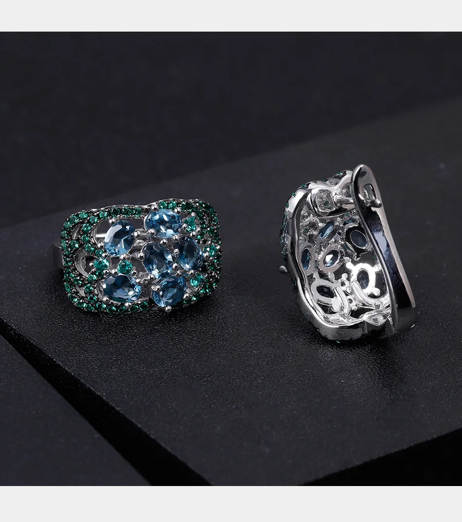 GEM'S BALLET 2.5Ct натуральный Лондон Голубой топаз Камень Серьги 925 пробы серебряные Винтажные серьги для женщин хорошее ювелирное изделие