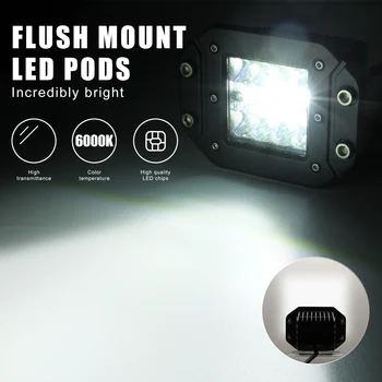 

2pcs 5" Inch 60W LED Work Light Bar Pods Flush Mount Combo Driving Lamps Fog Lamp Auto Accessories Replacement Bulbs