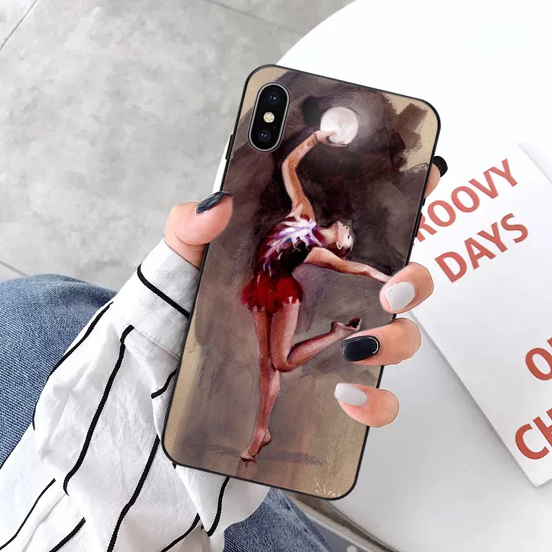 Love Gymnastics silhouette sports Black Cell Phone Case for Apple iPhone 8 7 6 6S Plus X XS MAX 5 5S SE XR 11pro max