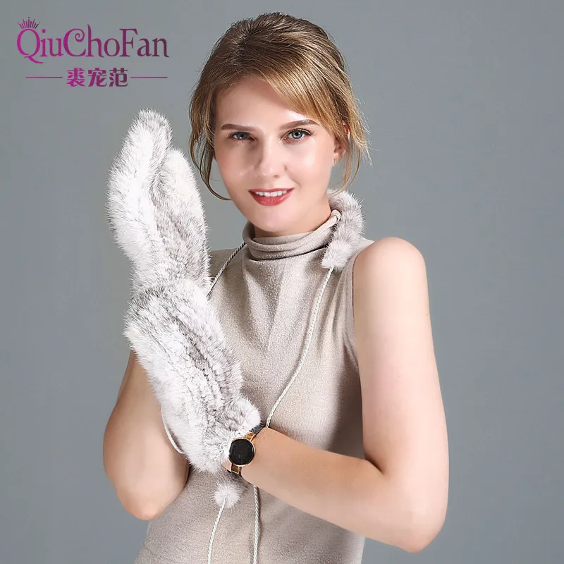

2020 Russian Women Real Mink Fur Gloves Lovely Ladies Mink Fur Gloves Outdoor Winter Warm Soft Knitted 100% Natural Fur Mittens