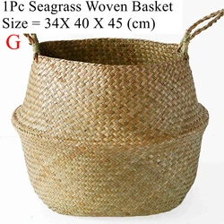 Versatile Handwoven Seagrass Wicker Storage and Planting Basket (19707)