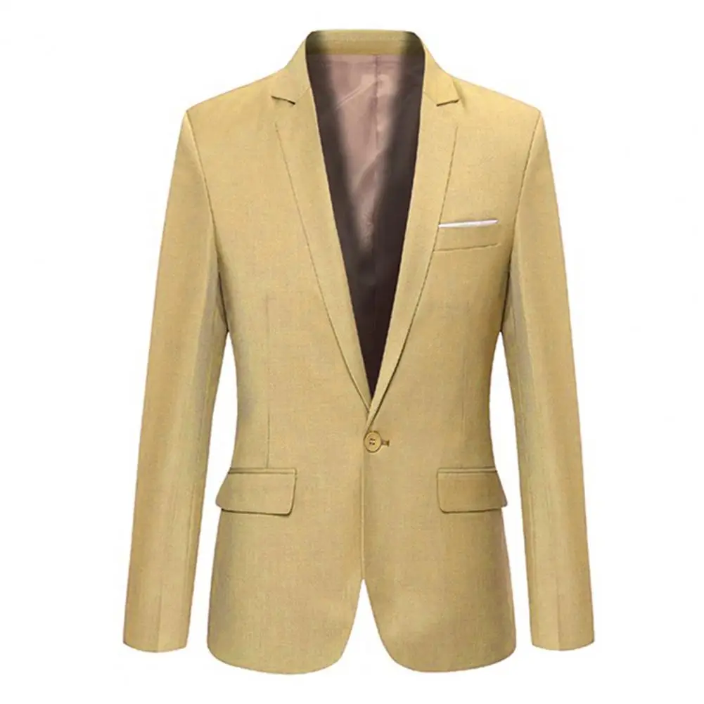Business Male Suits Slim Formal Dress Waistcoat One Button Lapel Long Sleeve Pockets Top Male blazer suit بلايز