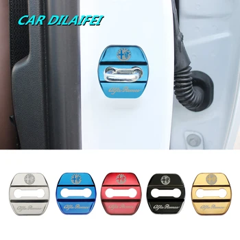

4pcs Auto Decoration Door Lock Cover Car Styling Case For Alfa Romeo Giulietta 159 Stelvio 147 Sticker Emblems Accessories
