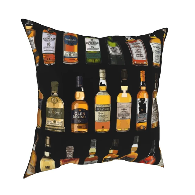 Funda de almohada de Whisky de malta individual, decoración de botellas de  Whisky, cojines de regalo del Día del Padre, almohada de tiro para coche,  Impresión de doble cara - AliExpress