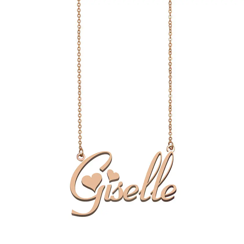 Giselle Name Necklace Any Personalised Custom for Women Stainless Steel Gold Nameplate Statement Girls Mom Jewelry Gifts