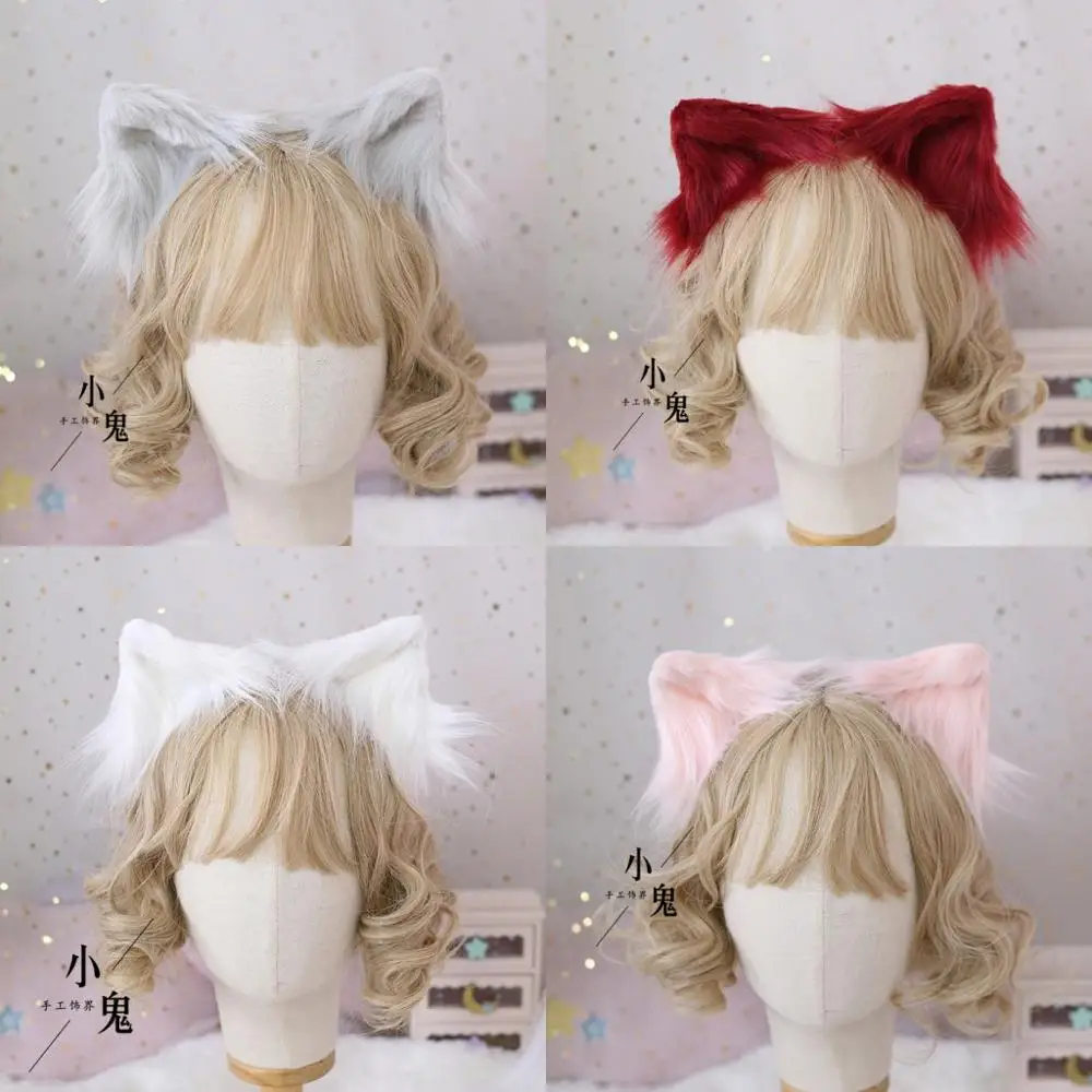 

Detachable Simulation Animal Beast Ear Hairpin Cosplay Soft Girl Cute Plush Cat Wolf Ears Lolita Pair Clip Props Headdress