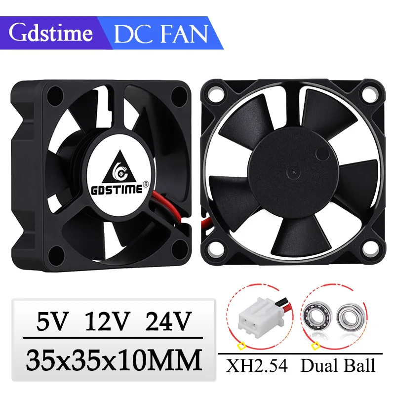 Gdstime-mini Ventilador para Resfriamento Axial de 35 mm x 35×10 mm 35 mm 3510 5v 12v 24v Motor sem Escovas 35 mm x 35 mm x 10 mm 3.5cm