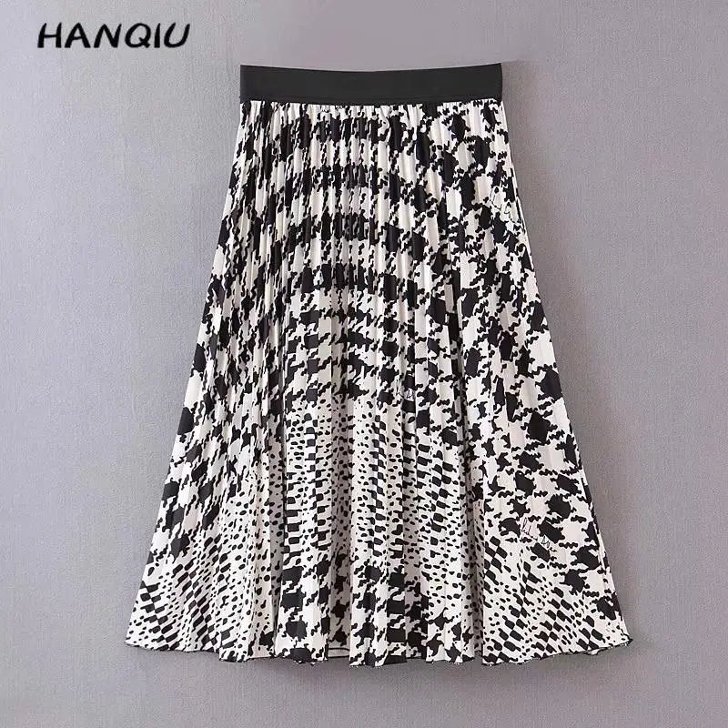 Осень, винтажная леопардовая юбка, женские эластичные юбки с высокой талией, Корейская одежда, кавайные вечерние Юбки-миди, белая плиссированная юбка