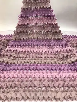 

2020 3D Flowers French Nigerian Laces Fabrics High Quality Tulle African Laces Fabric Wedding African French Tulle Lace