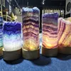 Natural Rainbow Fluorite Light Lamp Jewelry,Fluorite Gemstones Decor Jewelry,Home Study Living Room Lamp Decor Jewelry Gift 5