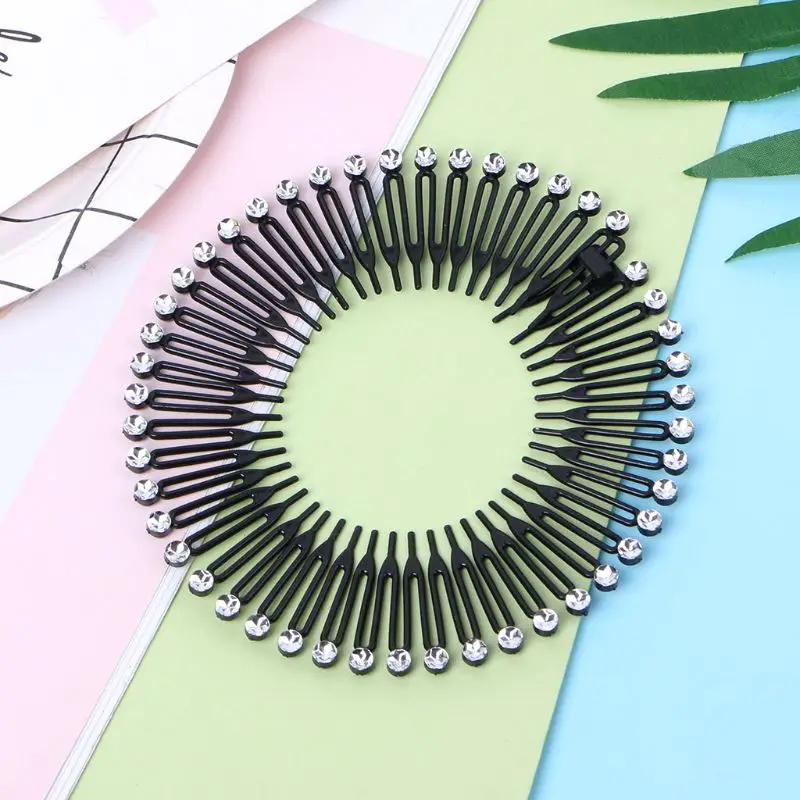 star hair clips 5Pcs/Lot Cute Plastic Full Circle Stretch Flexible Hair Comb Teeth Headband Hair Band Clip LX9E korean hair clips