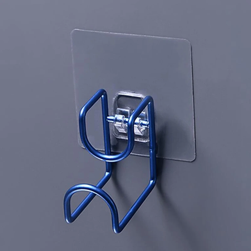 Ванная комната Кухня бесследный умывальник органайзер для экономии места настенное крепление крюк Держатель клейкая стойка для хранения без ударов липкий - Цвет: blue