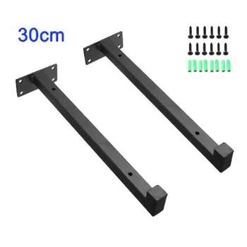 

2PCS Black Wall Mounted Shelf Iron Support Stand Durable 20/25/30cm With Screws