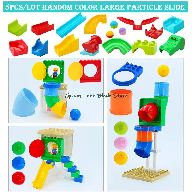 MOC Random Color 5pcs/lot Large Size Block Slides Ball Brick Accessories Child Senses Hands-on Early Education Toys Puzzles Gift