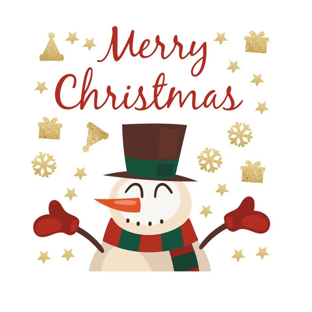 Новогодние наклейки на окно Снеговик Санта наклейка на дверь наклейка Kerst Raam стикер s Рождественский торговый центр для витрин Декор стикер s