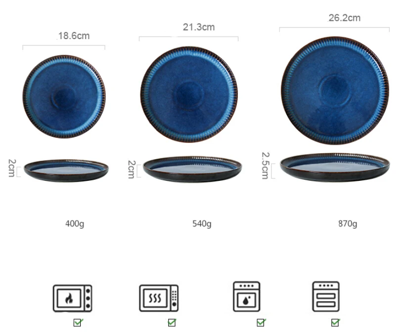 KINGLANG креативная Скандинавская керамическая тарелка синяя полоса плоская тарелка Бытовая Керамическая тарелка Западная тарелка паста стейк тарелка