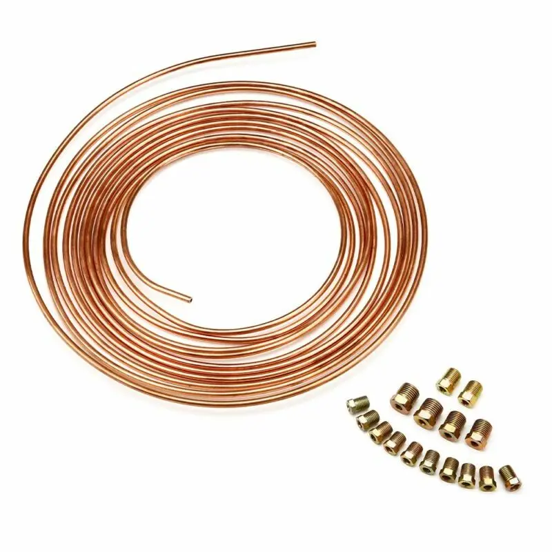 Auto Brake Line Tubing 3/16 1/4 25 Ft Coil Rolls Copper Nickel Wrap Replacement