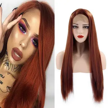 

The New Explosion Model European And American Wig Female Front Lace Chemical soft Fiber Long Straight Hair Wig 24 Inches TSLM2