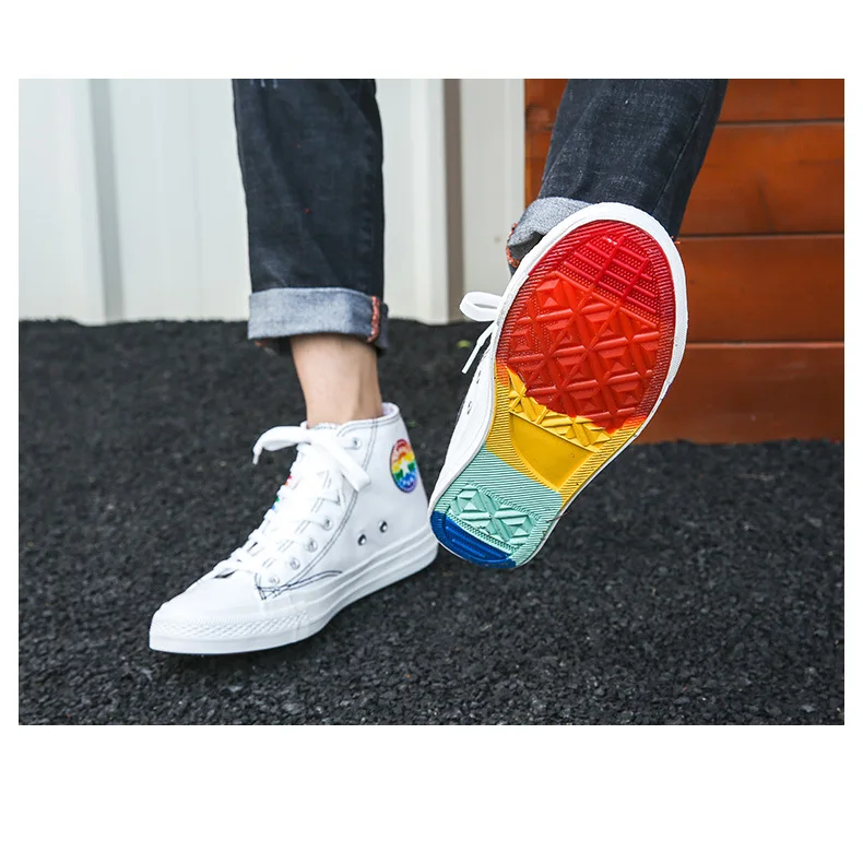 Vulcanized shoes ladies sports shoes rainbow high canvas shoes girls sports shoes autumn fashion unisex casual shoes women