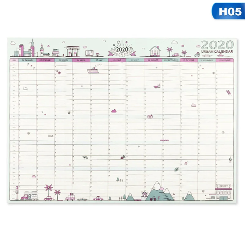 1 шт год настенный календарь с наклейкой в горошек 365 дней График обучения планировщик год Памятка программа Органайзер офис - Цвет: H05