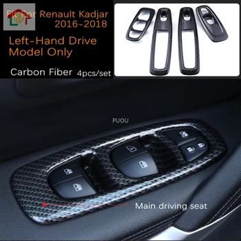 

ABS Chrome Inner Door Window Lift Regulator Switch Button Cover Trim For Renault Kadjar 2016 2017 2018 Carbon Fiber Matte Silver