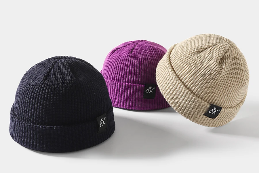 Зимняя шапка ADK Label Skullcap, мягкая, качественная, громоздкая, Ретро стиль, короткие, складные, ребристые шапки, Вязанная, дышащая, шапочка
