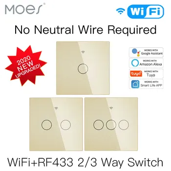 

NEW WiFi Smart Light Switch RF433 No Neutral Wire Single Fire Smart Life Tuya App Control Works with Alexa Google Home 220V EU