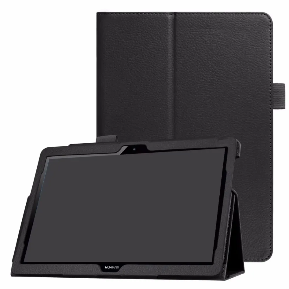 Тонкий Защитный чехол для huawei MediaPad T5 AGS2-W09 AGS2-L09 AGS2-L03 10,1 inch планшет вращающийся чехол для huawei Honor Pad 5 - Цвет: FOLIO-BLACK