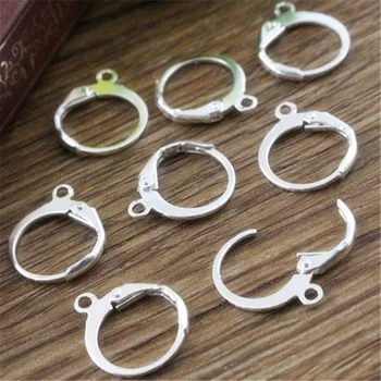 

14x12mm 30pcs High Quality Bright Silver Plated Colors Brass French Earring Hooks Wire Settings Base Whole Sale-L2-32