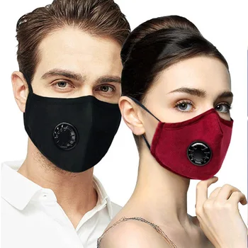 

Reusable Cotton Face Mask with Breathing Valve Replaceable Anti-virus Filter Pad Dust-proof and Anti PM2.5 and Anti-bacterial