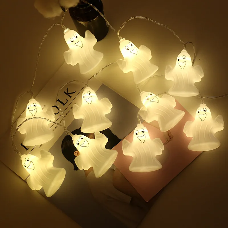 

QYJSD Halloween LED Outdoor String Lights Creative Ghost Skull Holiday Lighting Patio Party Decorations Garland USB Battery Plug