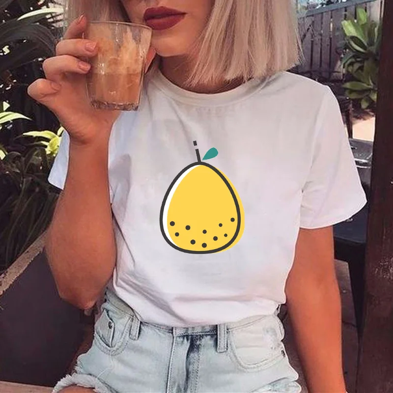 TJCJFO новинка Kawaii принт с фруктами футболка для женщин Vogue Рождество Harajuku коротким