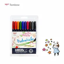 1 Набор, Япония, Tombow, Fudenosuke, цветная ручка, маркер, Scriptliner, пигментные чернила на водной основе, WS-BH, 10 цветов на выбор