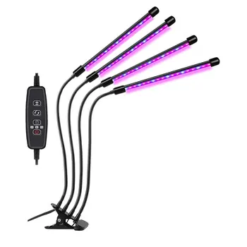 

LED Clip Plant Growth Light USB Dimming Timing Desktop 2/3/4Head Plant Growing UK Type Indoor Purple Light