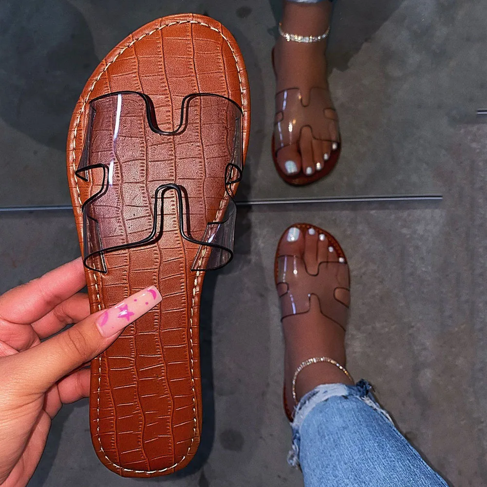 

Size 34-43 Women Transparent Slippers 2020 New Fashion Summer Flat Sandals Flip Flop Sexy Summer Outdoor Clear Shoes